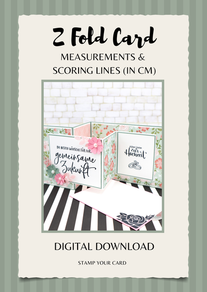 Z Fold Card - measurements & scoring lines in CM (PDF-Download) ENGLISH