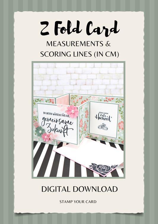 Z Fold Card - measurements & scoring lines in CM (PDF-Download) ENGLISH