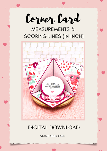 Corner Card - measurements & scoring lines in INCH (PDF-Download) ENGLISH