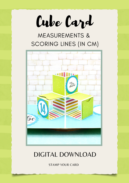 Cube Card - measurements & scoring lines in CM (PDF-Download) ENGLISH