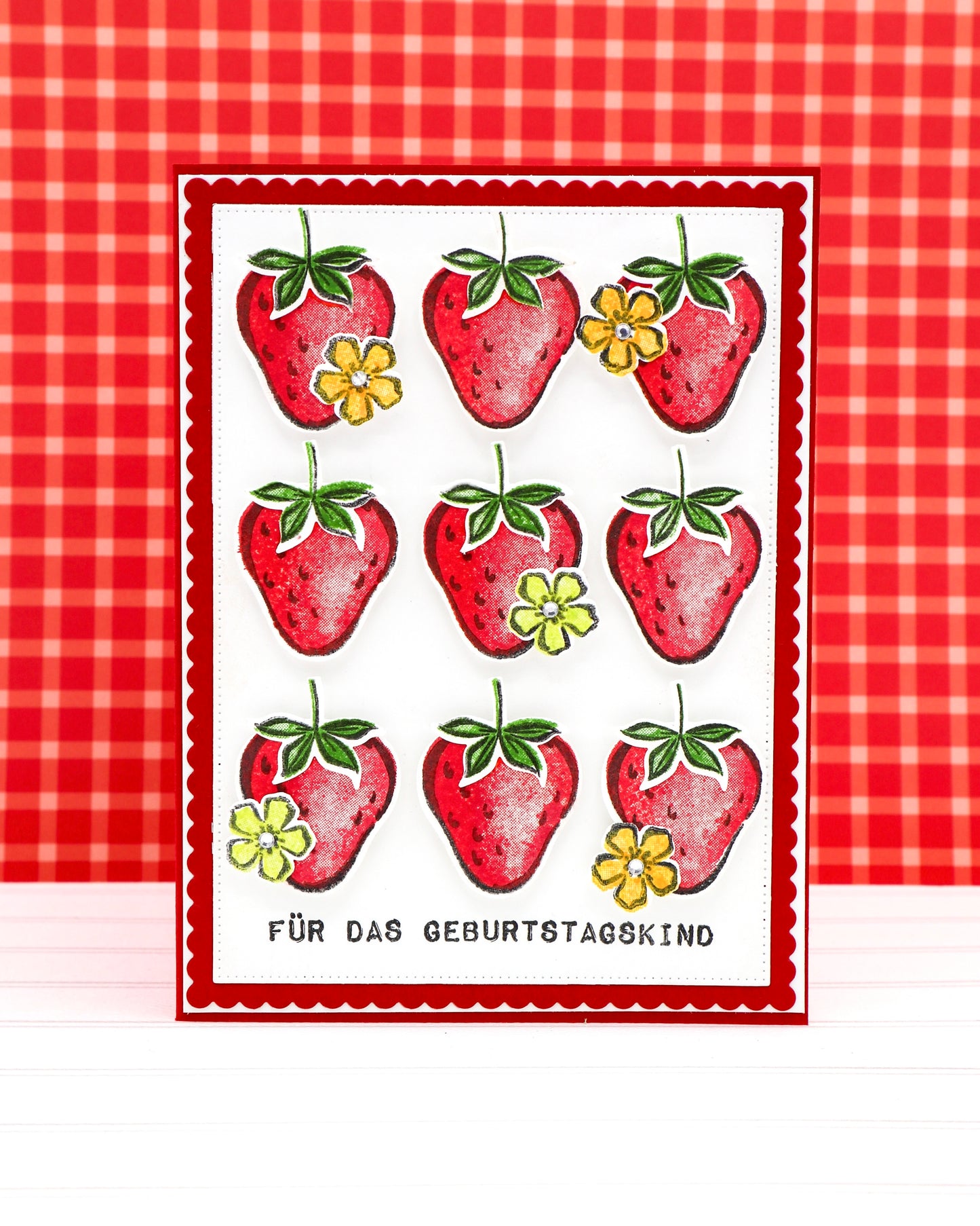 ERDBEER Geburtstagskarte mit SHAKERTÜTE