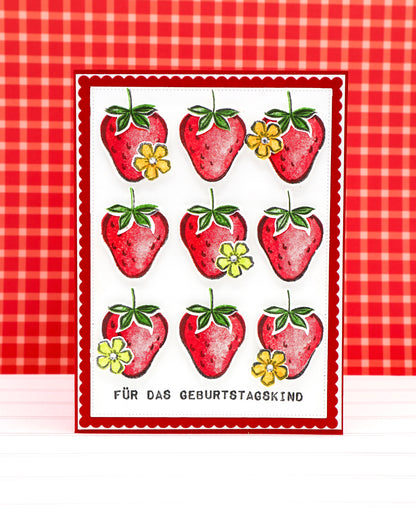 ERDBEER Geburtstagskarte mit SHAKERTÜTE