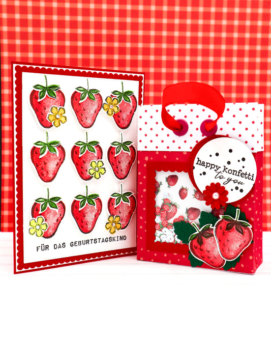 ERDBEER Geburtstagskarte mit SHAKERTÜTE
