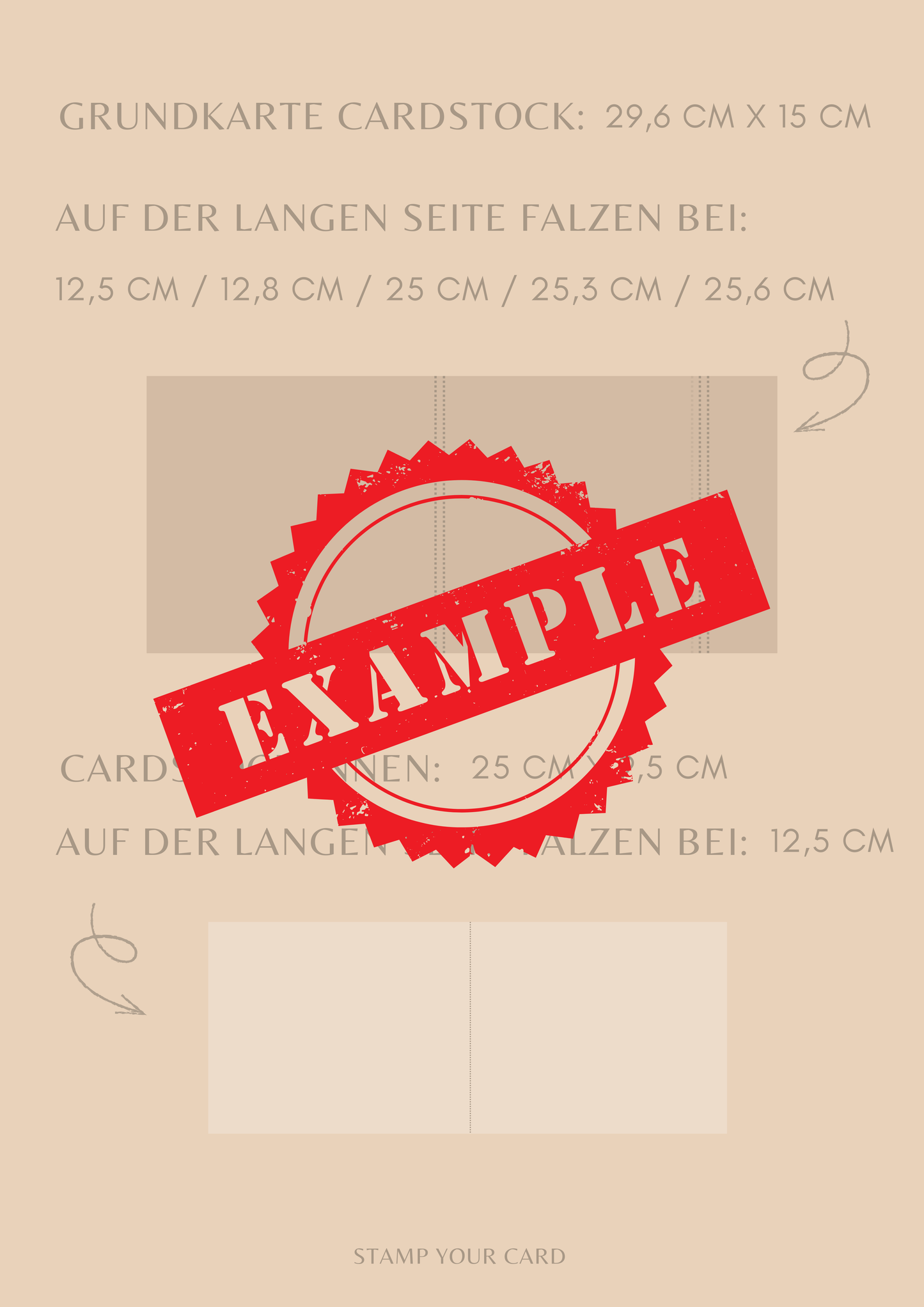 Fächerkarte – Maße & Falzlinien in cm Angaben (PDF-Download) DEUTSCH