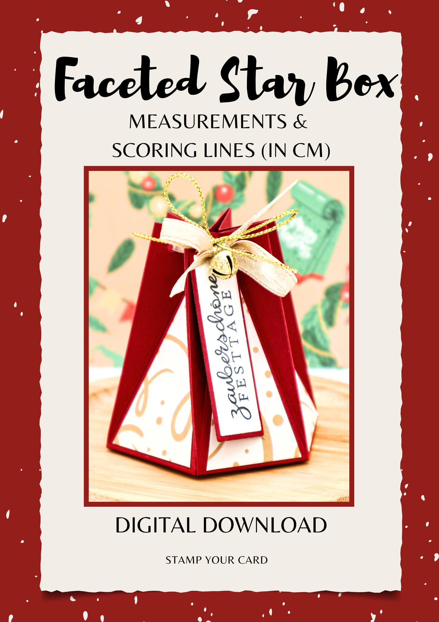 Faceted Star Box - measurements & scoring lines in cm (PDF-Download) ENGLISH