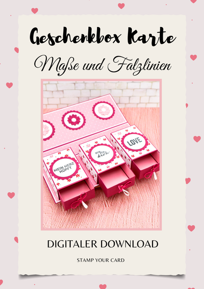 Geschenkbox Karte - Maße & Falzlinien in CM Angaben (PDF-Download) DEUTSCH