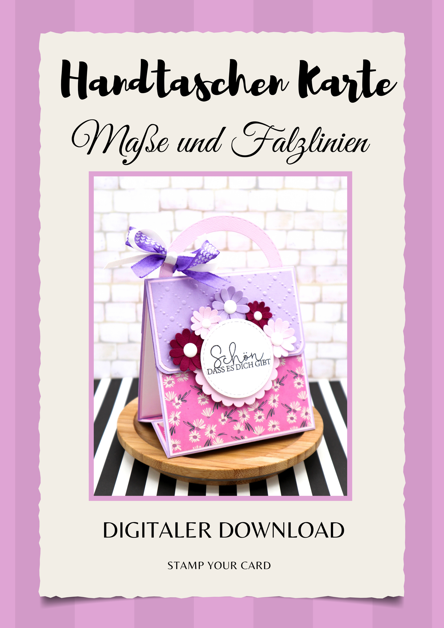 Handtaschen Karte - Maße & Falzlinien in CM Angaben (PDF-Download) DEUTSCH