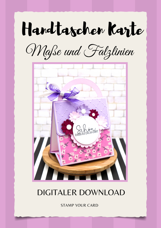 Handtaschen Karte - Maße & Falzlinien in CM Angaben (PDF-Download) DEUTSCH