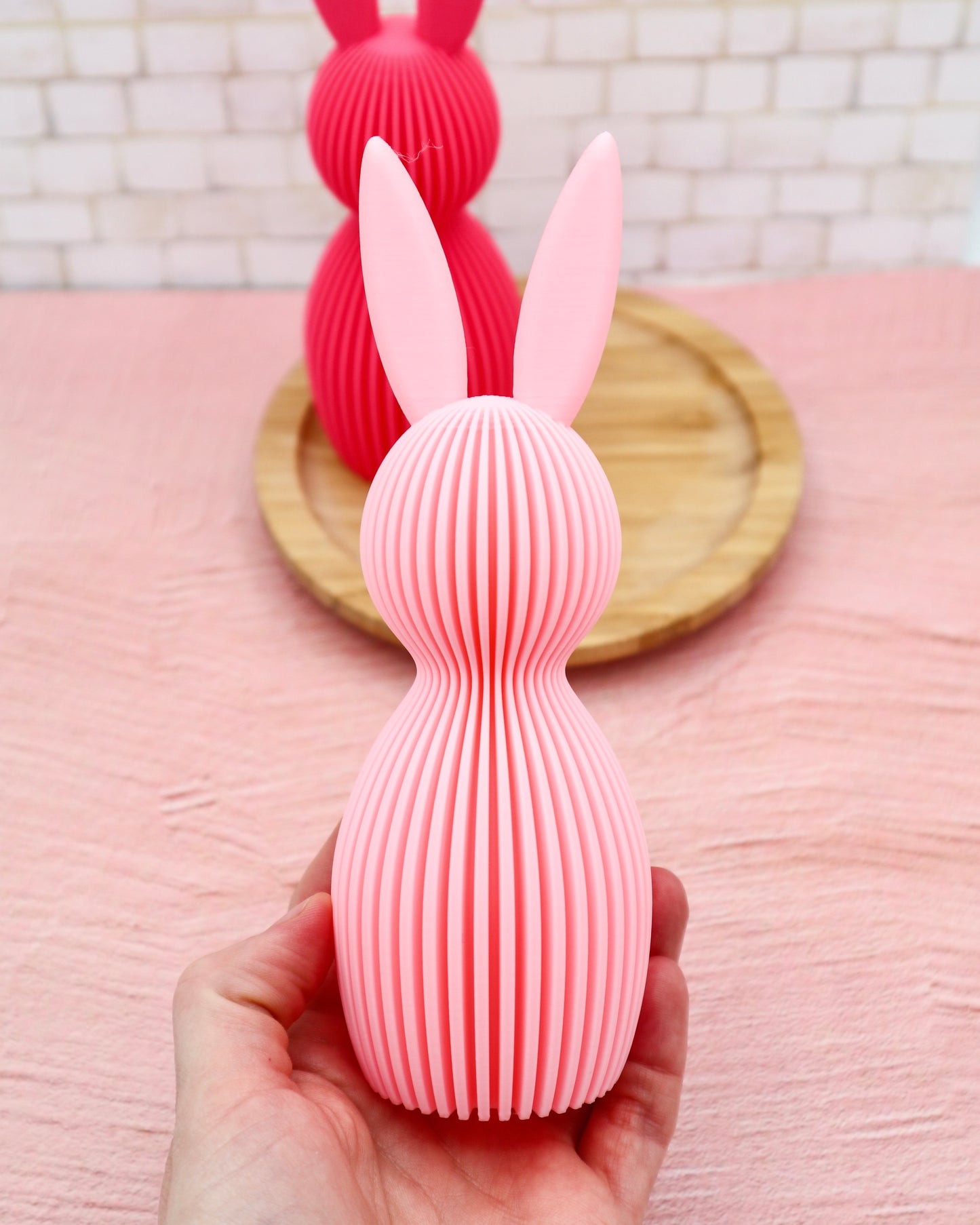 3D gedruckte Deko Hasen – 2er Set in Pink & Rosa