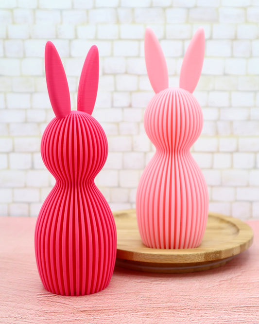 3D gedruckte Deko Hasen – 2er Set in Pink & Rosa