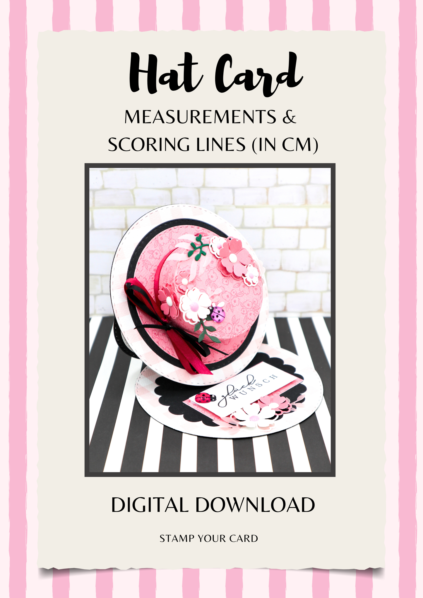 Hat Card - measurements & scoring lines in CM (PDF-Download) ENGLISH