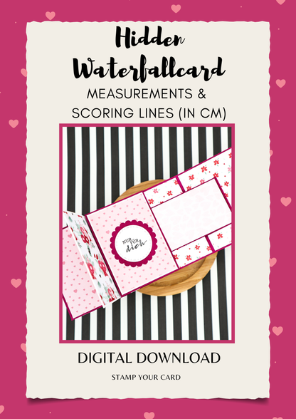 Hidden Waterfallcard - measurements & scoring lines in CM (PDF-Download) ENGLISH