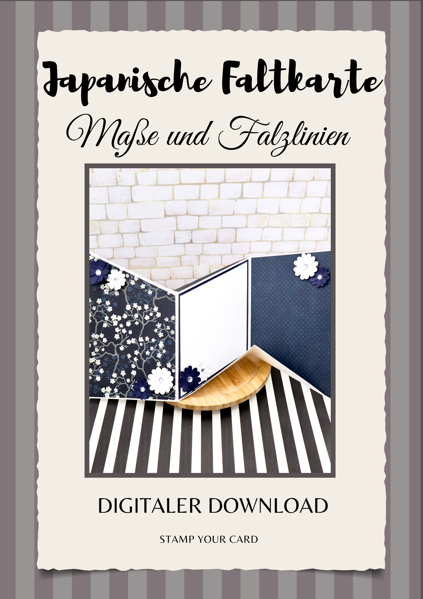 Japanische Faltkarte - Maße & Falzlinien in CM Angaben (PDF-Download) DEUTSCH