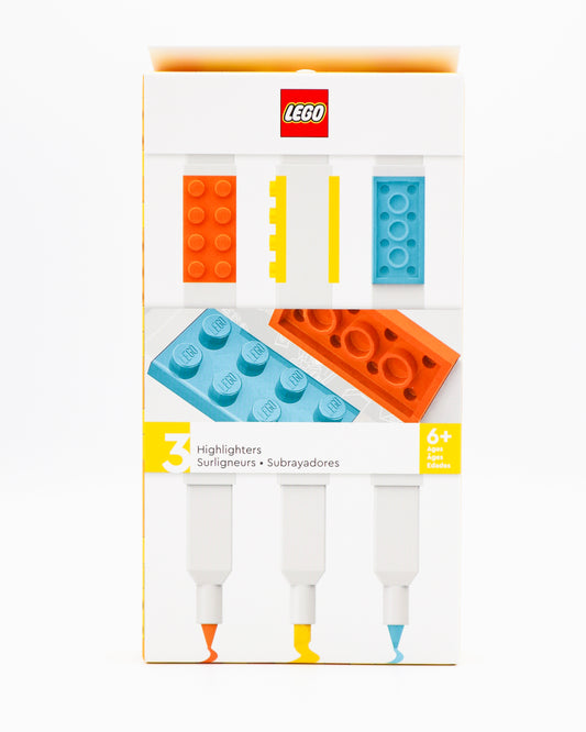 LEGO Textmarker – 3er-Set (Orange, Gelb, Blau)