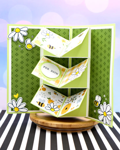 Book Pop Up Card - measurements & scoring lines in CM (PDF-Download) ENGLISH