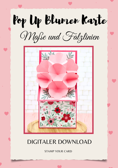 Pop Up Blumen Karte - Maße & Falzlinien in CM Angaben (PDF-Download) DEUTSCH