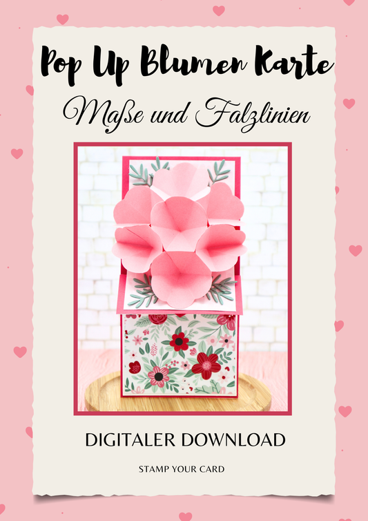 Pop Up Blumen Karte - Maße & Falzlinien in CM Angaben (PDF-Download) DEUTSCH