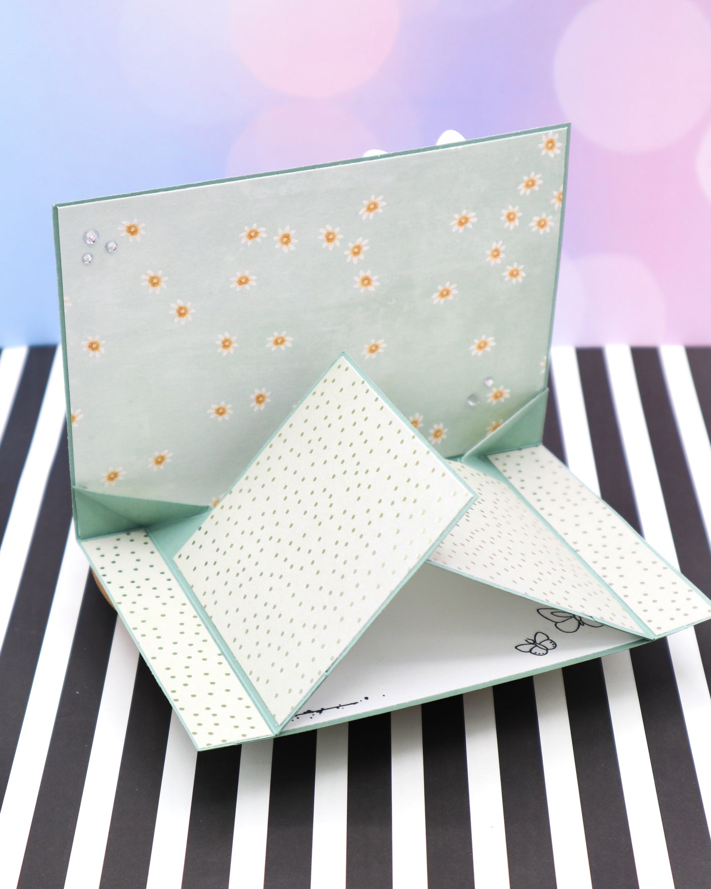 Dual Pop Up Card - measurements & scoring lines in CM (PDF-Download) ENGLISH