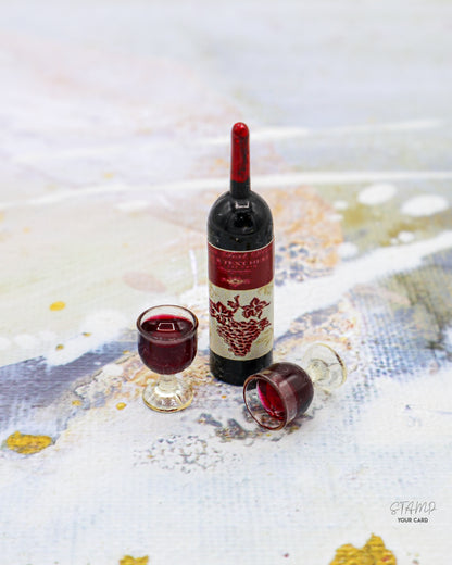 raise your GLAS, Miniatur Weinflasche mit Weingläsern