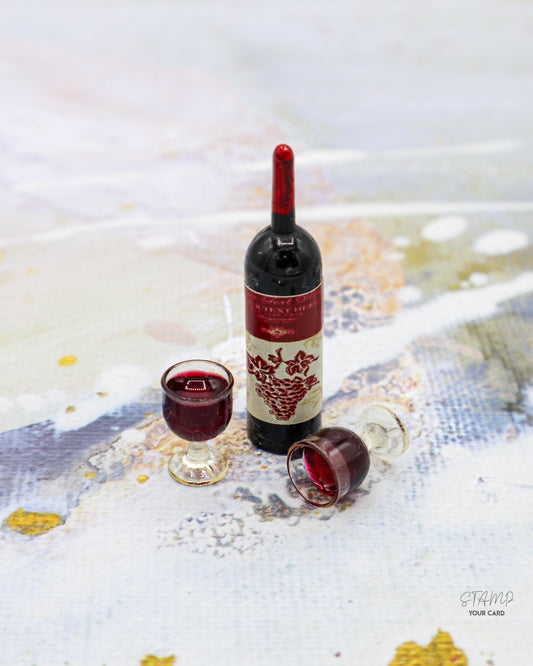 raise your GLAS, Miniatur Weinflasche mit Weingläsern