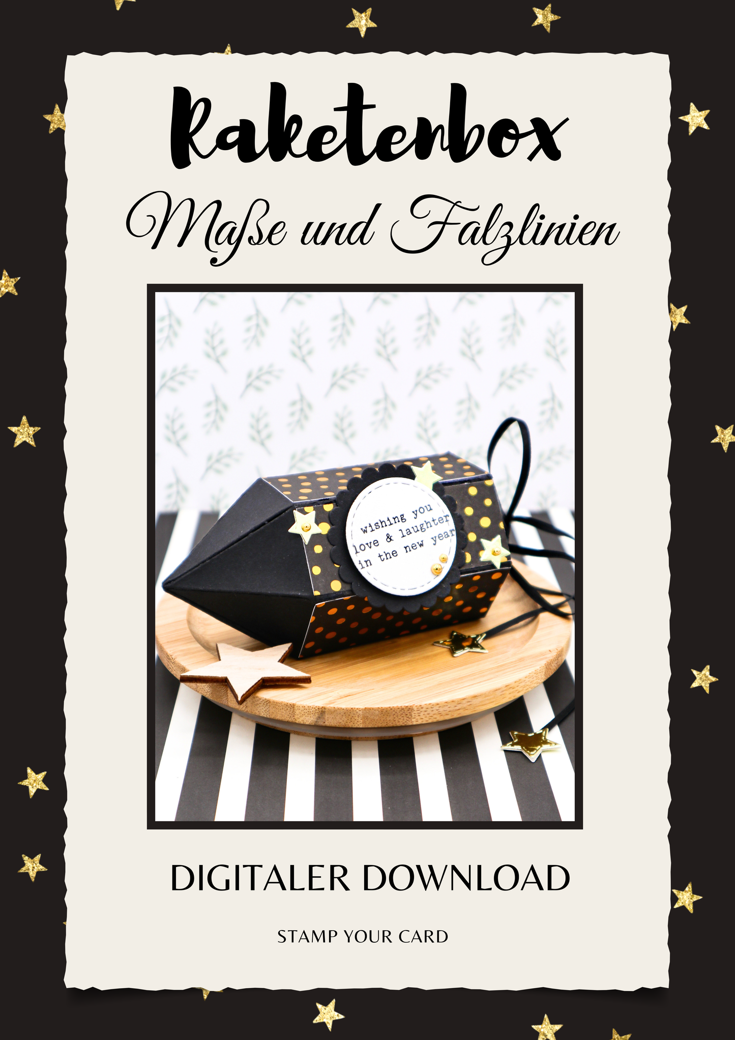 Raketenbox - Maße & Falzlinien in cm Angaben (PDF-Download) DEUTSCH