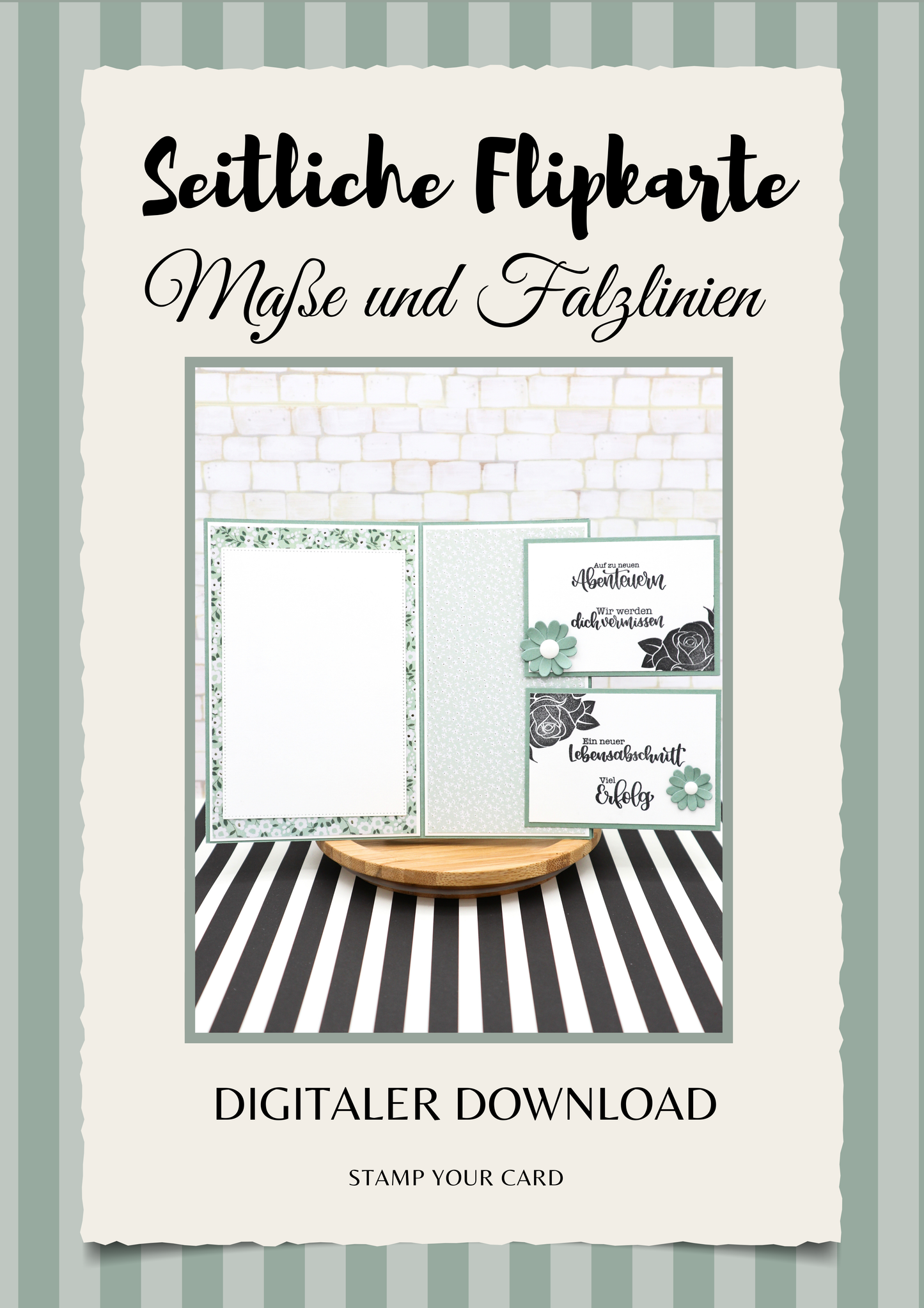 Seitliche Flipkarte - Maße & Falzlinien in CM Angaben (PDF-Download) DEUTSCH