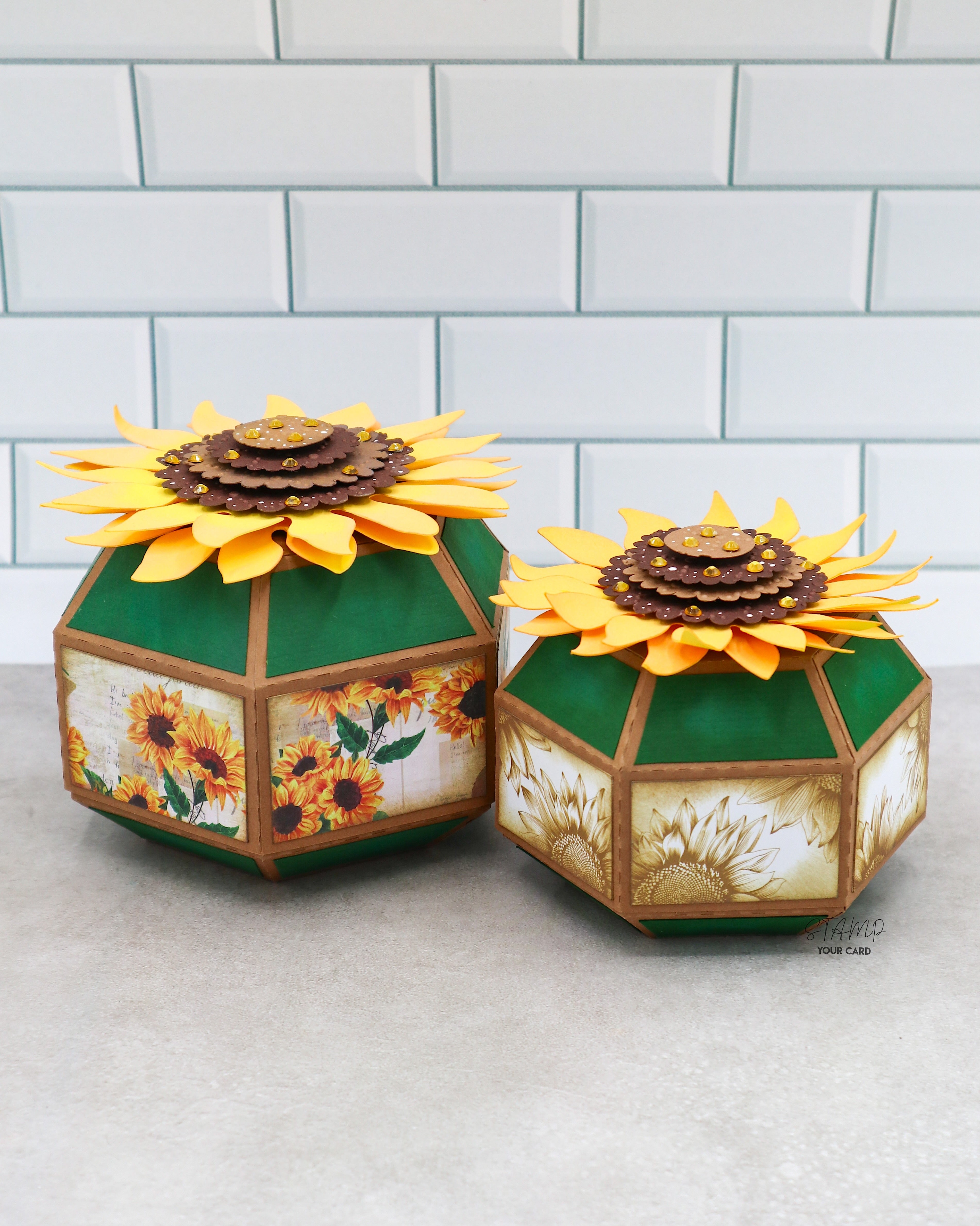 Sunflower boxes, set of 2 – stamp your card
