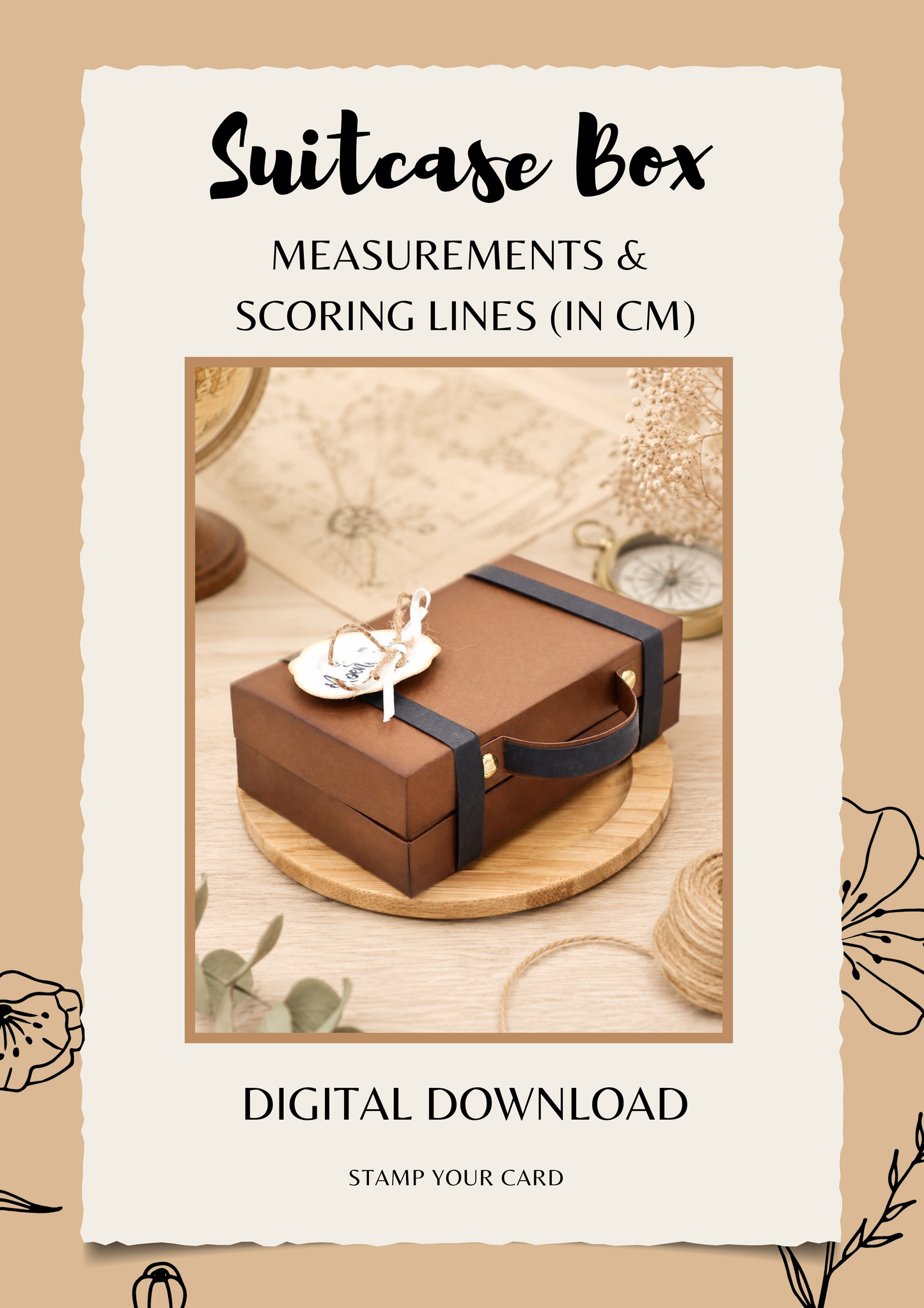 Suitcase Box- measurements & scoring lines in CM (PDF-Download) ENGLISH