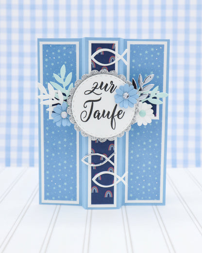 KREUZKARTE zur TAUFE blau