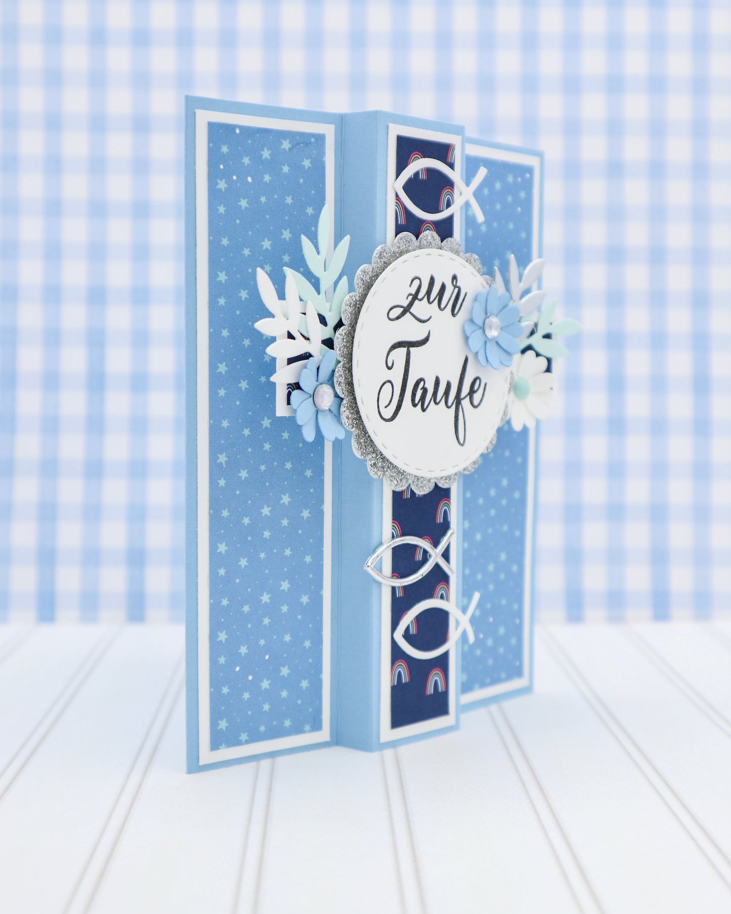 KREUZKARTE zur TAUFE blau