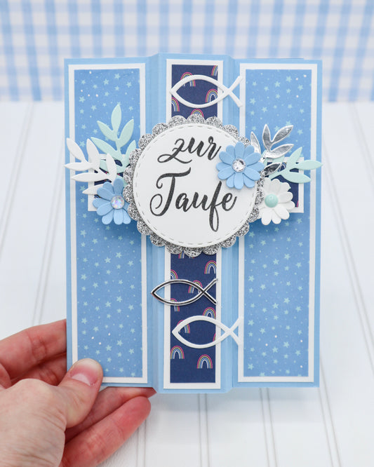 KREUZKARTE zur TAUFE blau