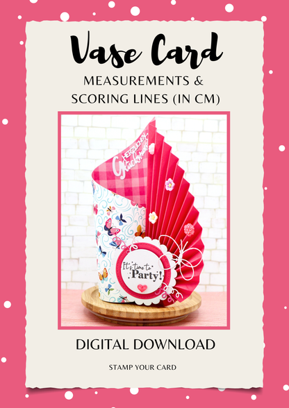 Vase Card - measurements & scoring lines in CM (PDF-Download) ENGLISH