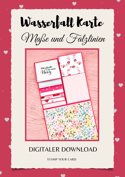 Wasserfallkarte - Maße & Falzlinien in CM Angaben (PDF-Download) DEUTSCH