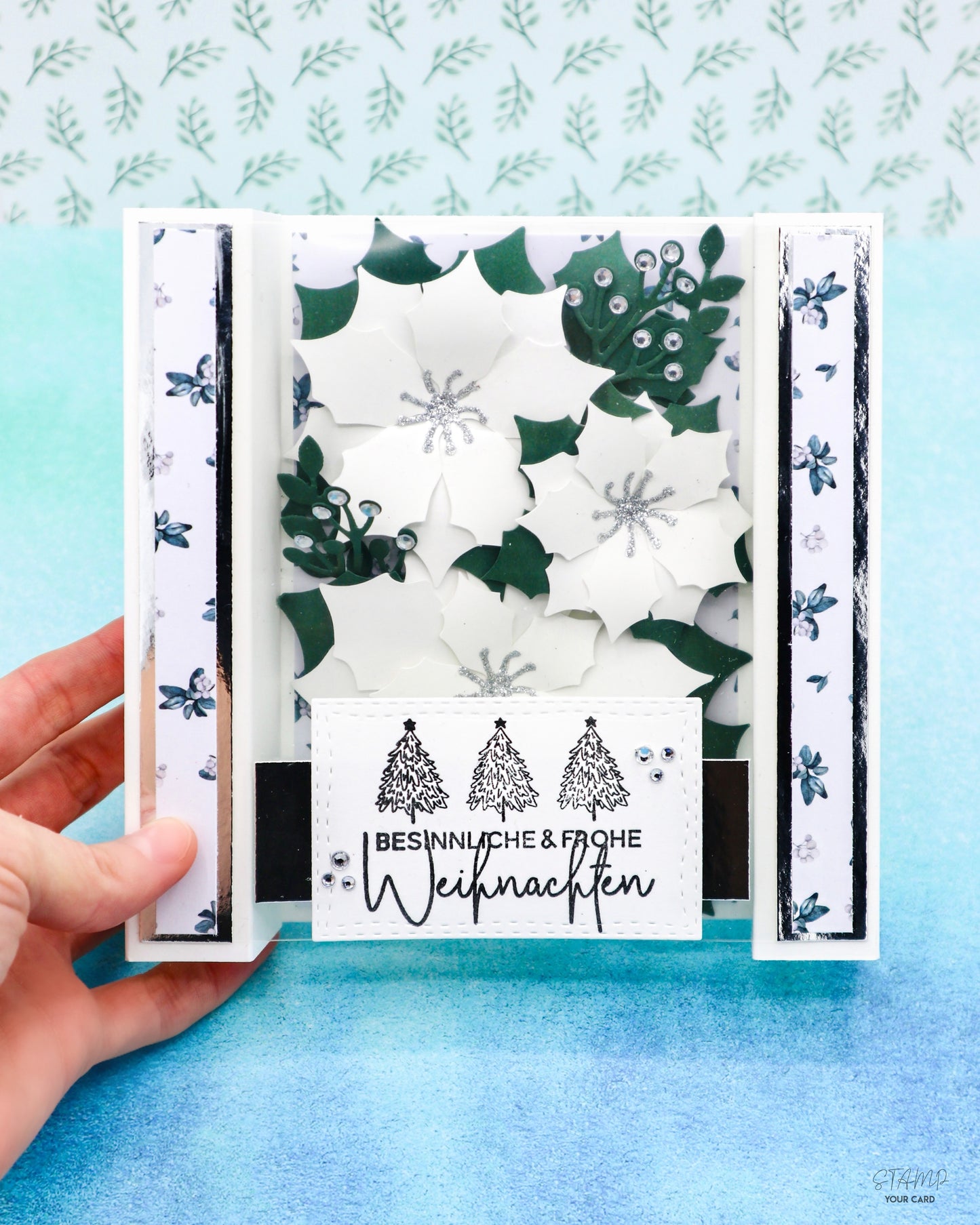 RAHMENKARTE mit Weihnachtssternen