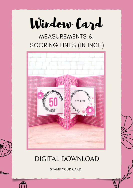 Window Card - measurements & scoring lines in INCH (PDF-Download) ENGLISH