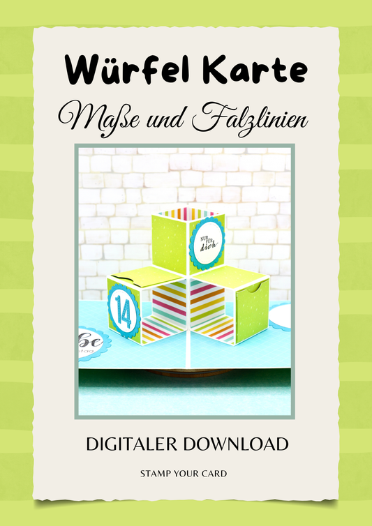 Würfel Karte - Maße & Falzlinien in CM Angaben (PDF-Download) DEUTSCH